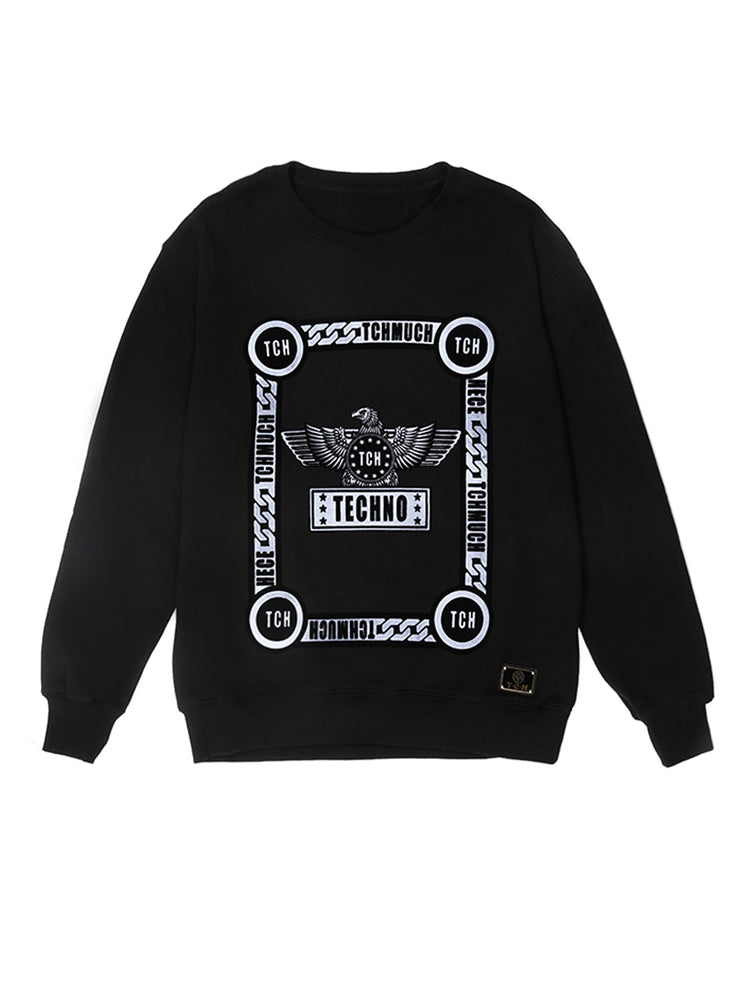TCH Men's Eagle Print Black Graphic Sweatshirt