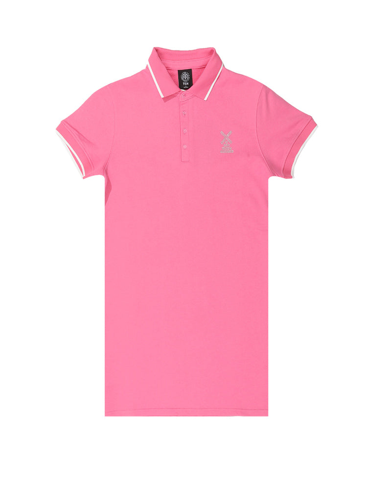 TCH Rhinestone Short Sleeve Casual Polo Mini Dress