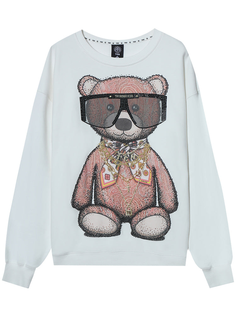 TCH Teddy Bear Graphic White Sweatshirt