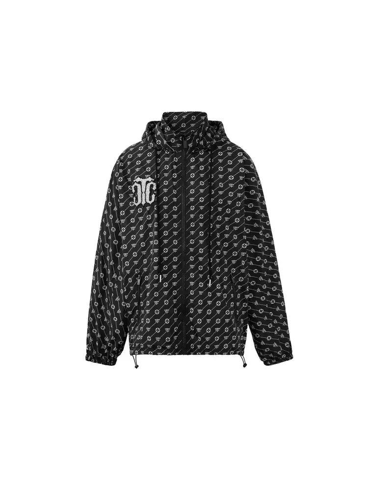 TCH Rhinestone Old Flower Down Jackets Unisex Black