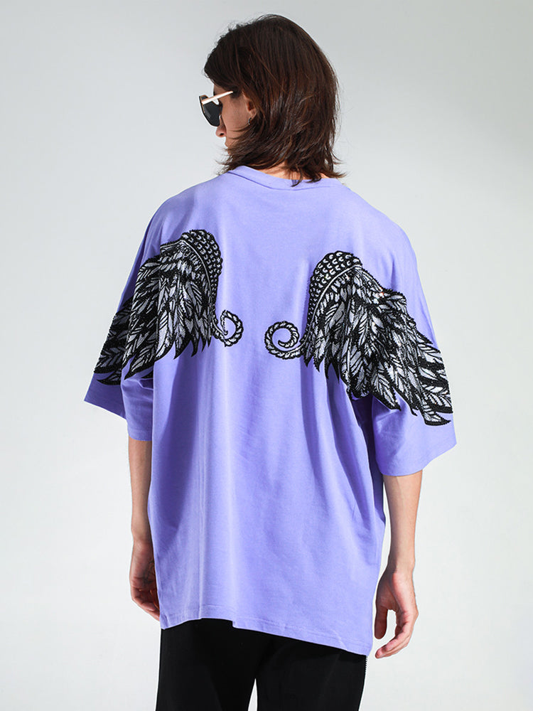 TCH Oversized Rhinestone Bear Wings Sleeve T-shirt