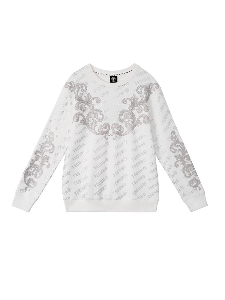 TCH Luxury Baroque Rhinestone Letter Print Sweatshirts