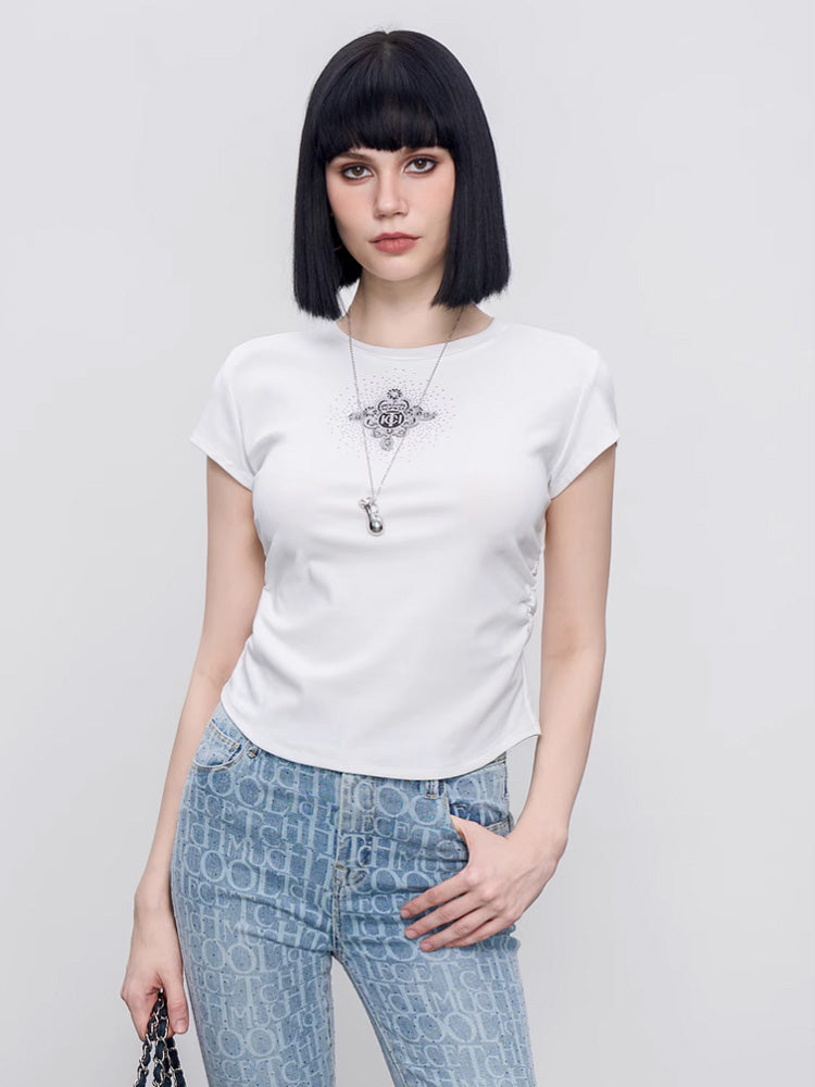 TCH Crystal-Embroidered Semi-Fitted Baby Tee