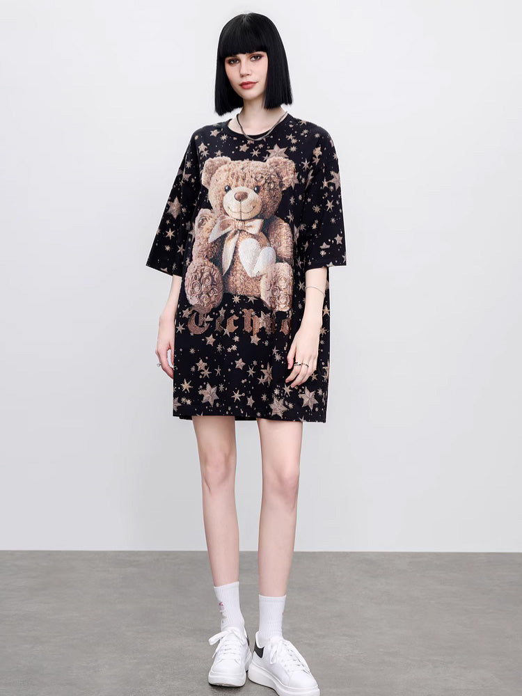 TCH Star Rhinestone Teddy Bear Oversized Mini Dress