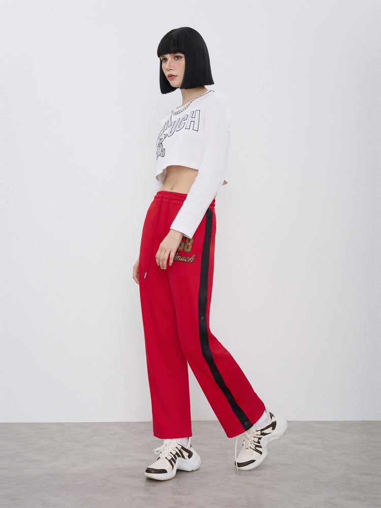 TCH Graphic Rhinestone Chain Crew Neck Crop Top