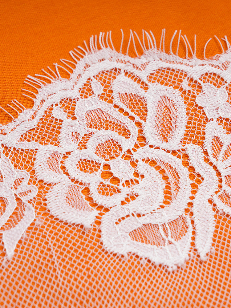 TCH Presale Tiger Rhinestone Contrast Lace T Shirt Dress