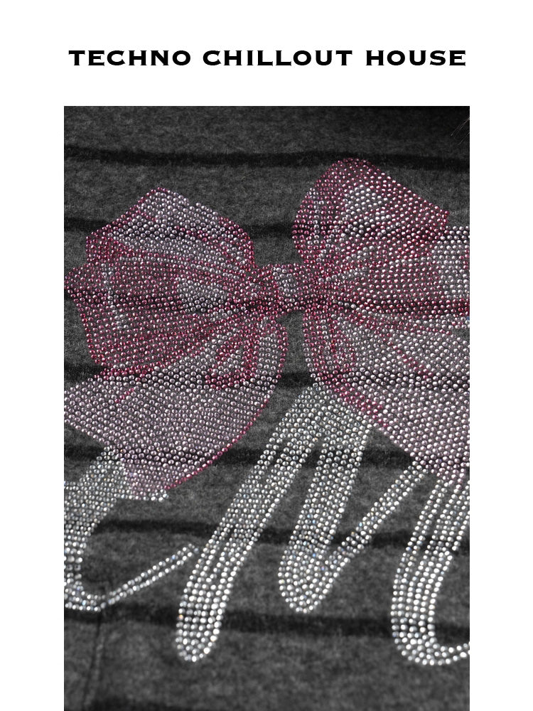 TCH Striple Graphic Rhinestone Warm 2 Piece Outfits Hoodies