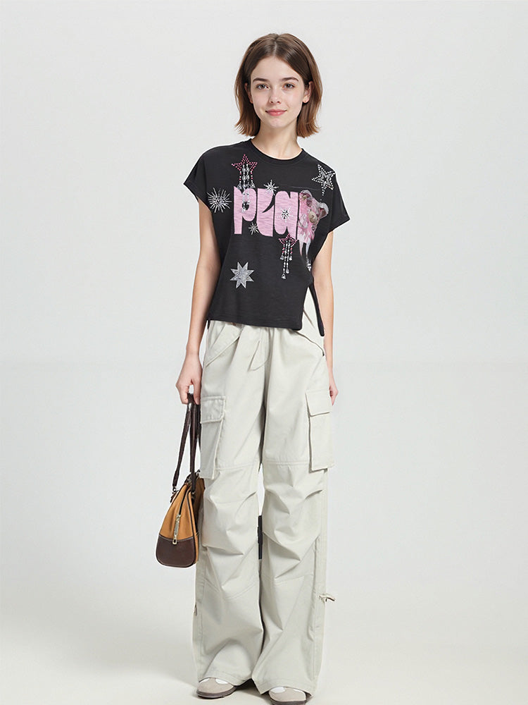 TCH Rhinestone Graphic Lightweight Knitted Tee