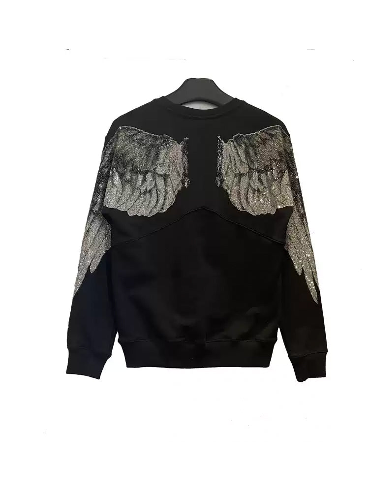 TCH Unisex Rhinestone Angel Wings Graphic Sweatshirt