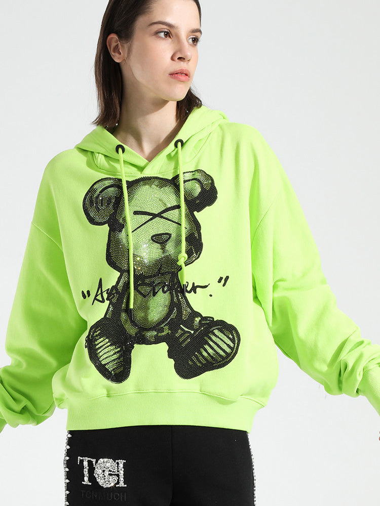 TCH Rhinestone Cartoon Drop Shoulder Hoodie