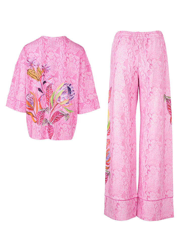 TCH 2 Piece Flower Print Jacquard Fashion Sets