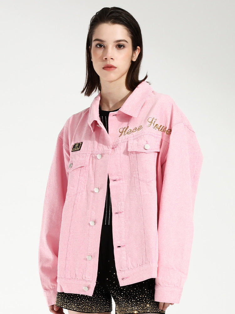 TCH Rhinestone Tiger Embroidered Denim Jacket