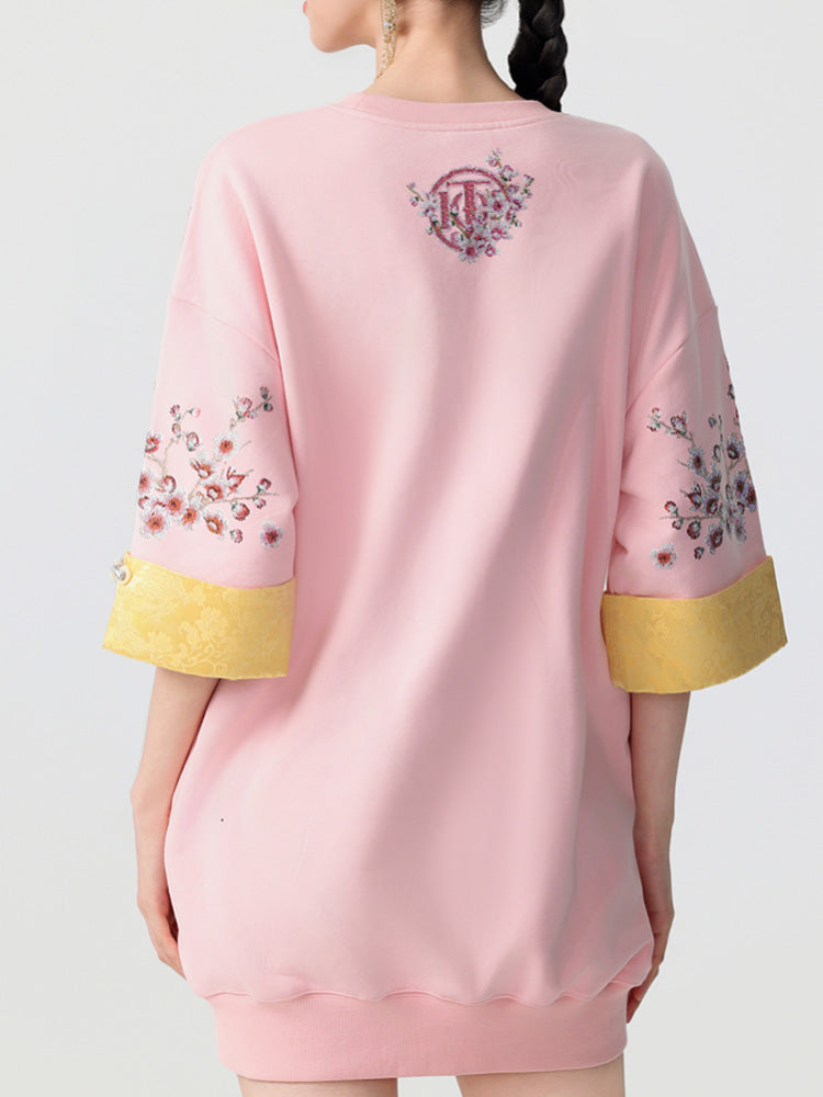 TCH Rhinestone Graphic Print Satin Luxury Mini Dress