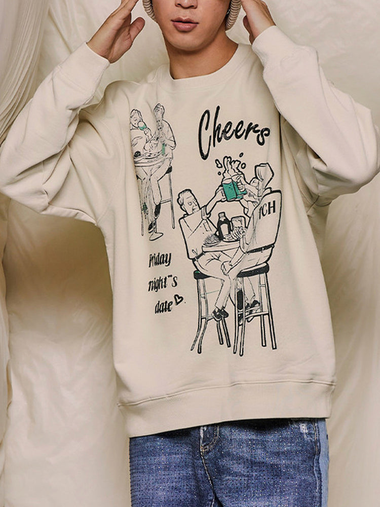 TCH Cotton Rhinestone Print Crewneck Sweatshirt