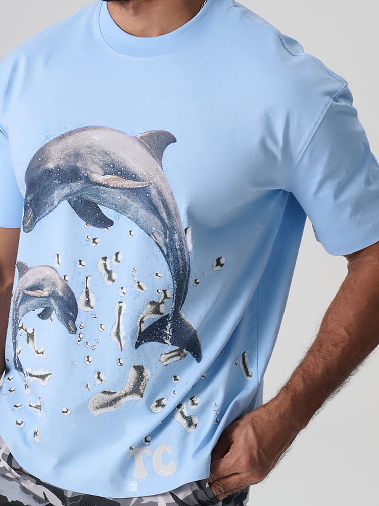 TCH Dolphin Rhinestone Hawaiian T-Shirt