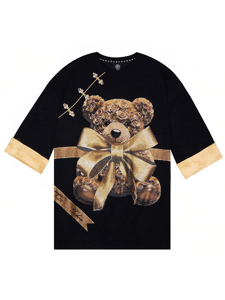 TCH Teddy Bear Rhinestone 3/4 Sleeve Dress