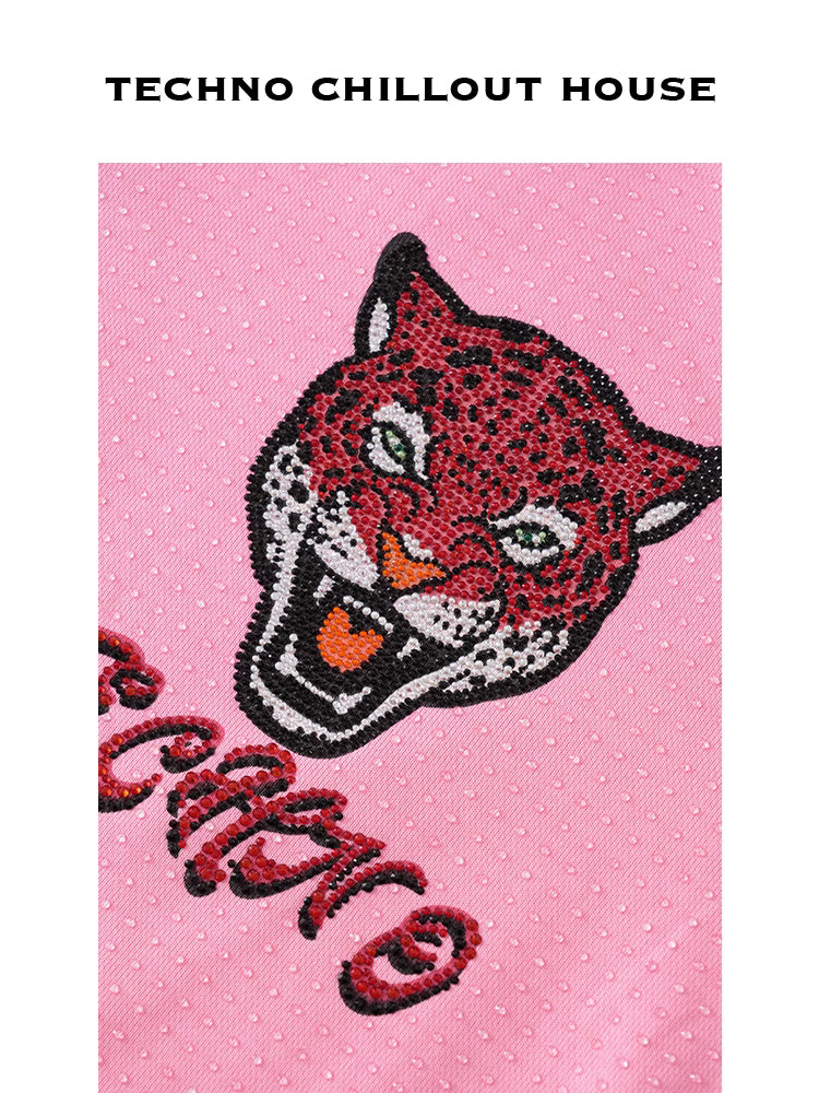 TCH Trendy Rhinestone Leopard Cropped Top