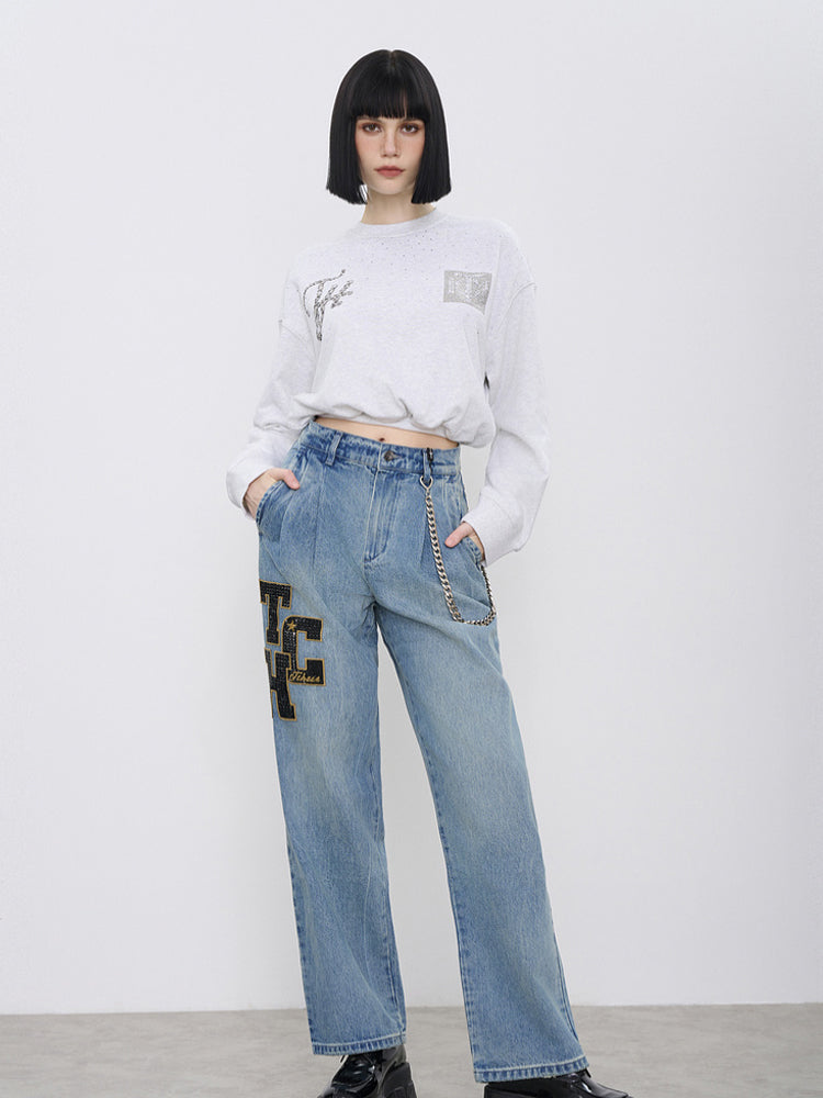 TCH Crystal-Embellished Letter Print Crop Top
