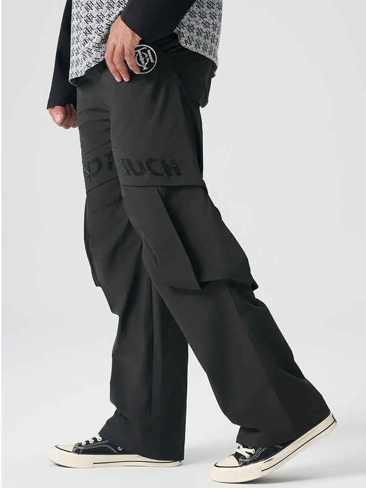 TCH Rhinestone Oversize Ripstop Convertible Cargo Pants