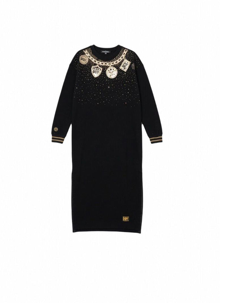 TCH Rhinestone Angel Wings Polo Sweatshirt Midi Dress