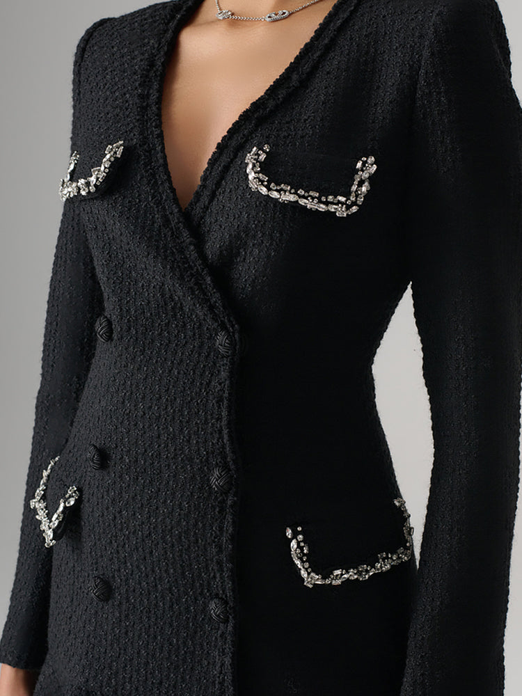 TCH Rhinestone Embellished Button Mini Dress