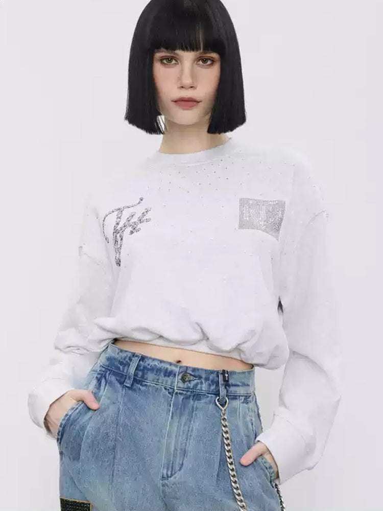 TCH Crystal-Embellished Letter Print Crop Top