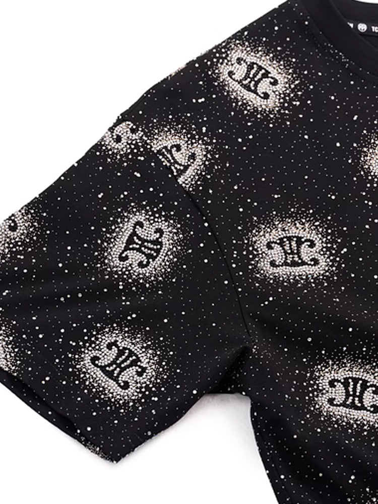 TCH Pre-Sale Sparkling Crystal Allover Logo Print Midi Dress