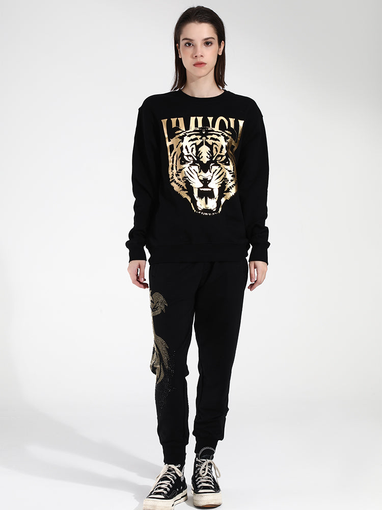 TCH Women's Gold Leopard Long Sleeve Sweatshirt