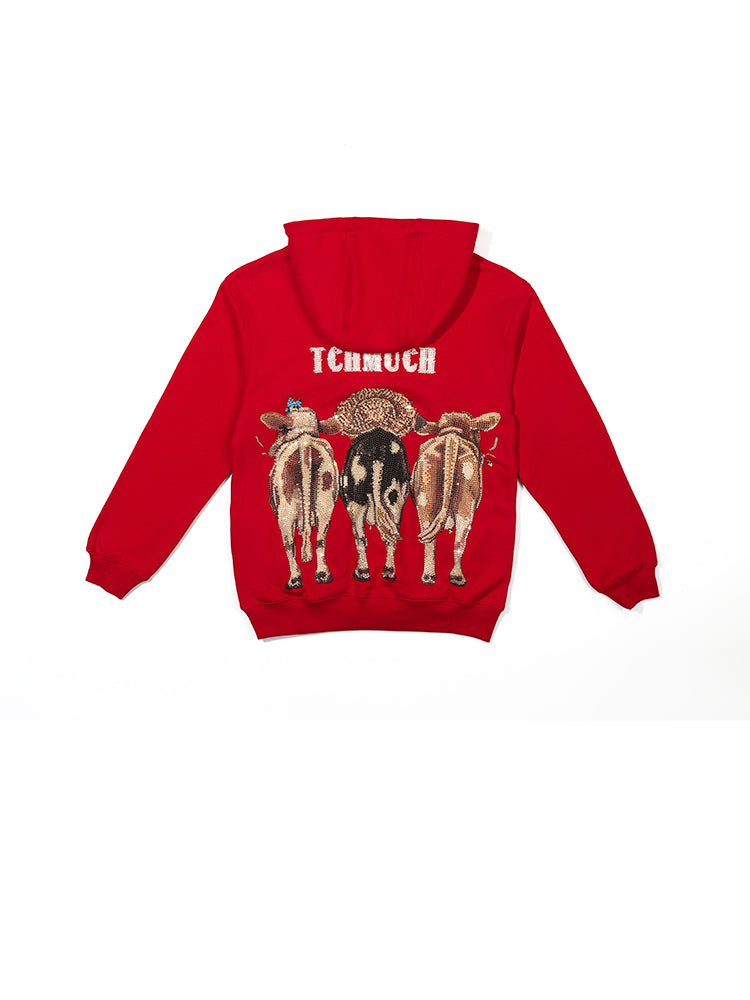 TCH Men's Rhinestone Graphics Long Sleeve Hoodie