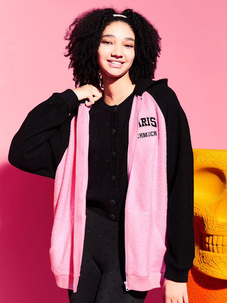 TCH Rhinestone Letter Fleece Hoodie Sweatshirt