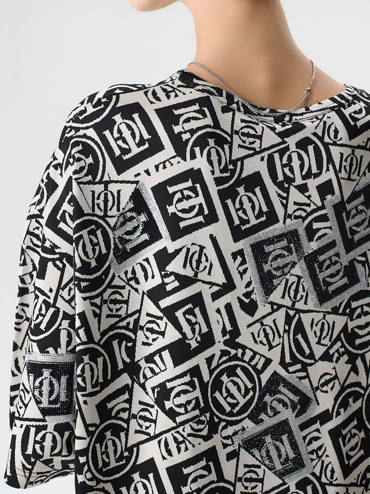 TCH Rhinestone Logo Print Classic Tunic T-Shirt