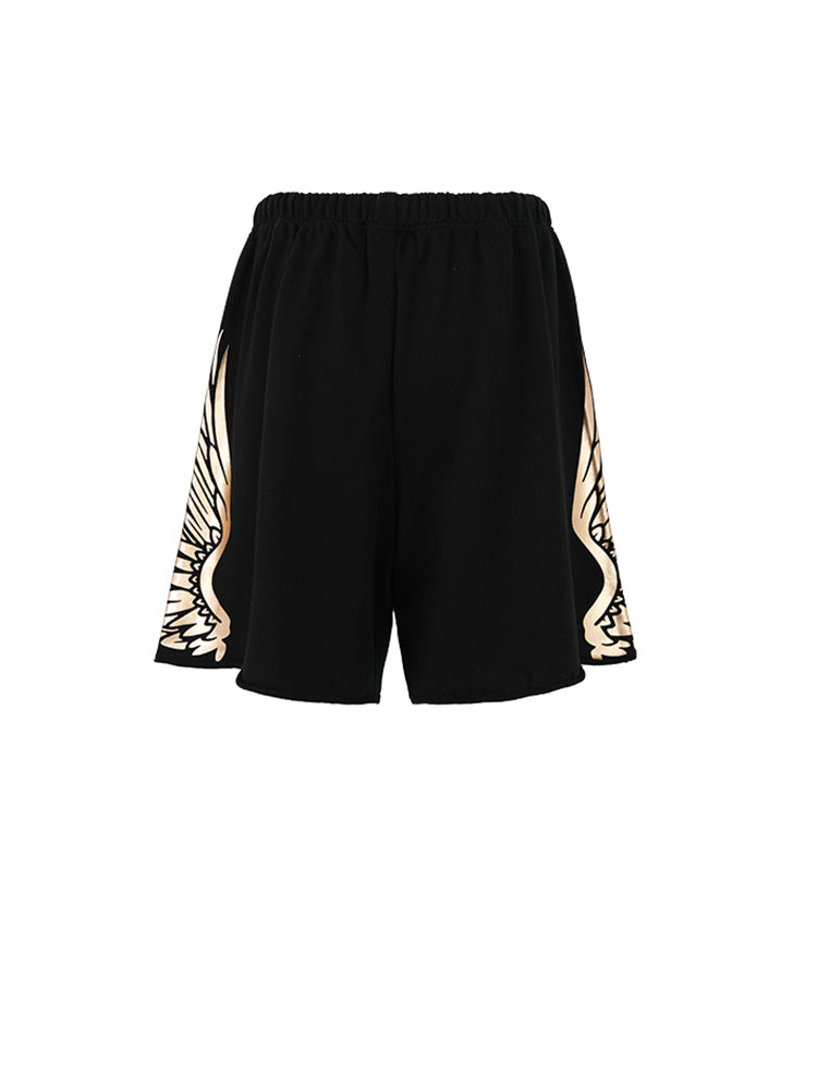 TCH Wings Print Black Track Shorts