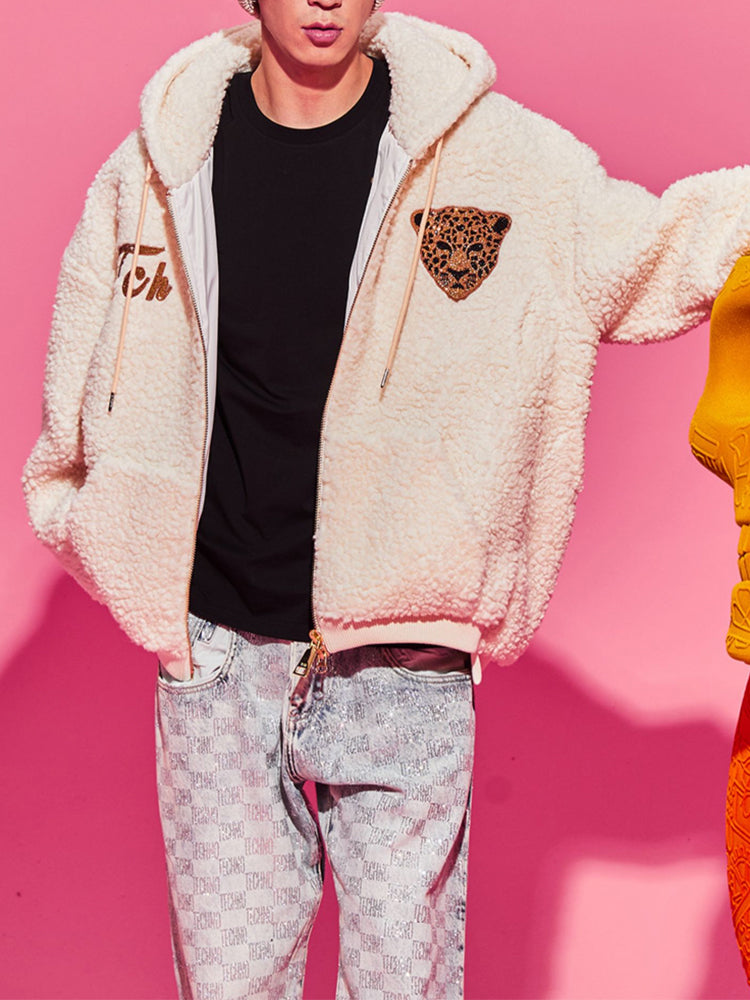 TCH Rhinestone Angel Wings Fleece Hooded Jacket