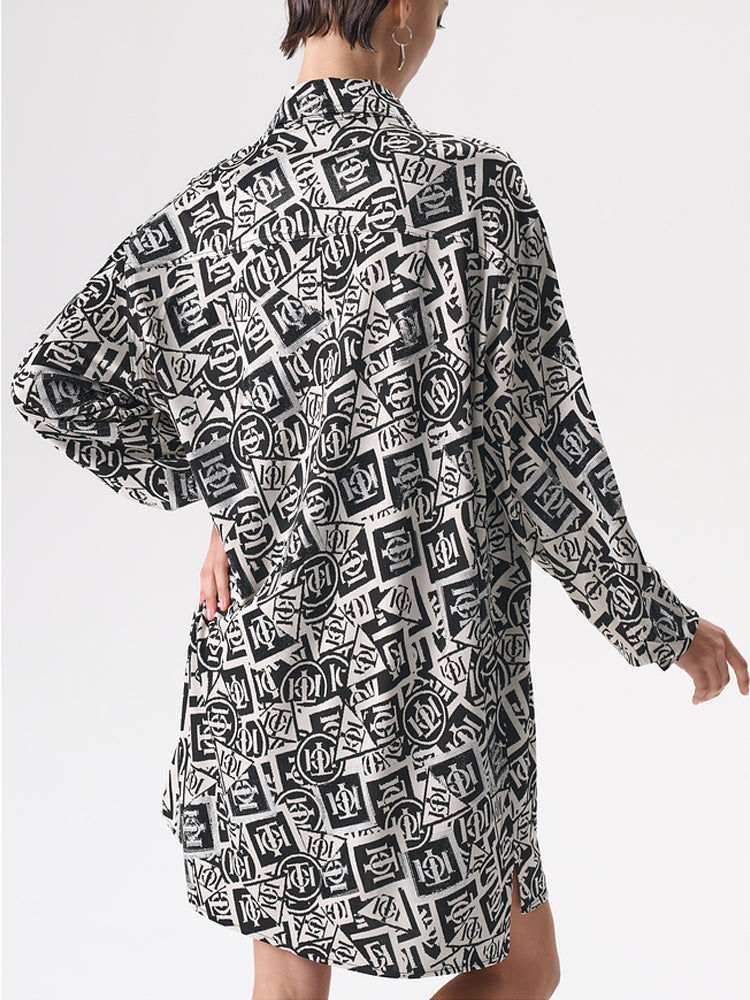 TCH Classic Collar Printed Tunic Shirt Dress