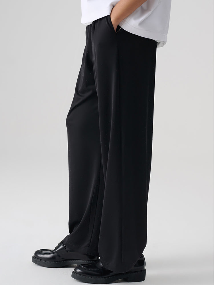TCH Rhinestone Jersey Crepe Wide Leg Pants in Black