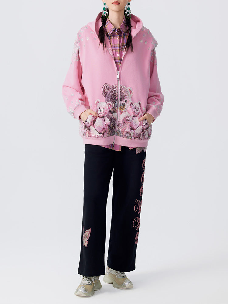 TCH Luxury Rhinestone Teddy Bear Hoodie Jacket