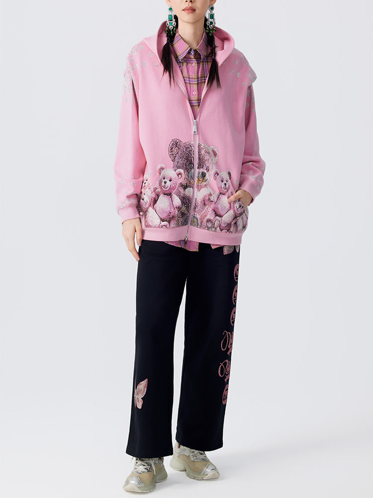TCH Luxury Rhinestone Teddy Bear Hoodie Jacket