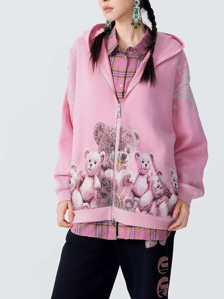TCH Luxury Rhinestone Teddy Bear Hoodie Jacket