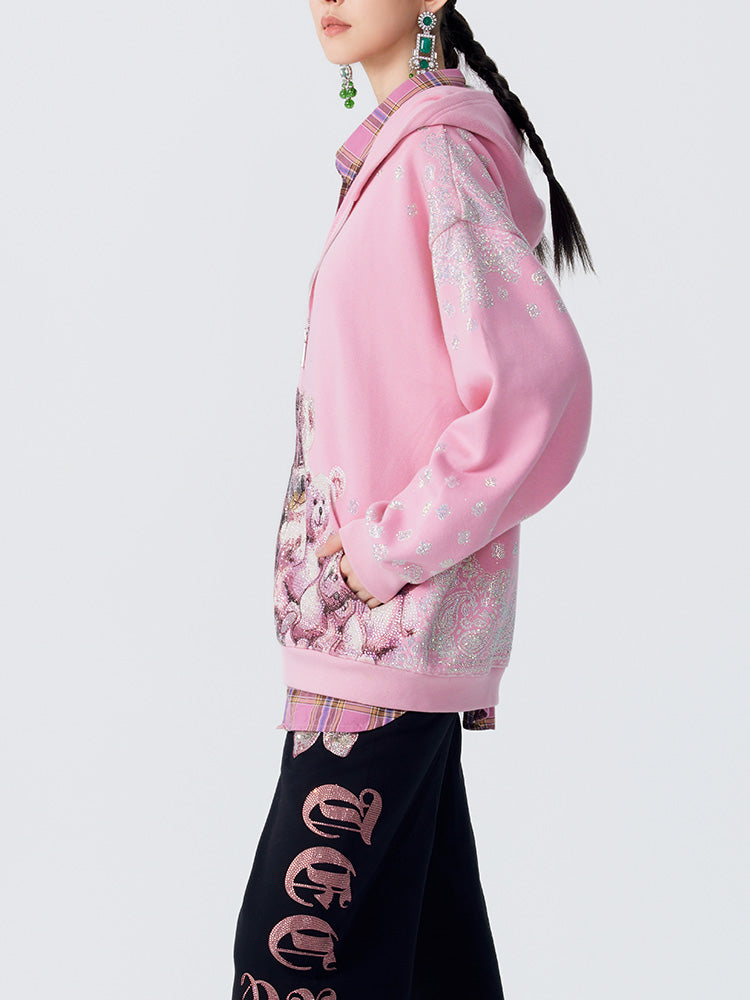 TCH Luxury Rhinestone Teddy Bear Hoodie Jacket