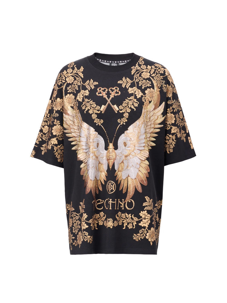 TCH Gold Rhinestone Wings Sparkling T-Shirt