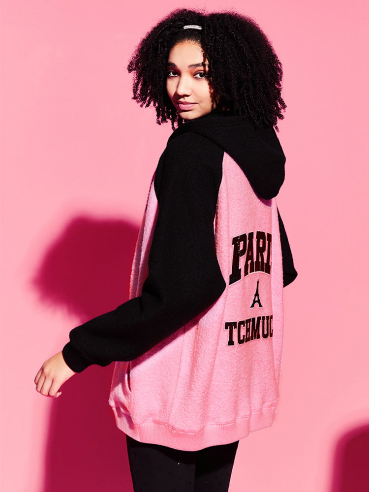 TCH Rhinestone Letter Fleece Hoodie Sweatshirt