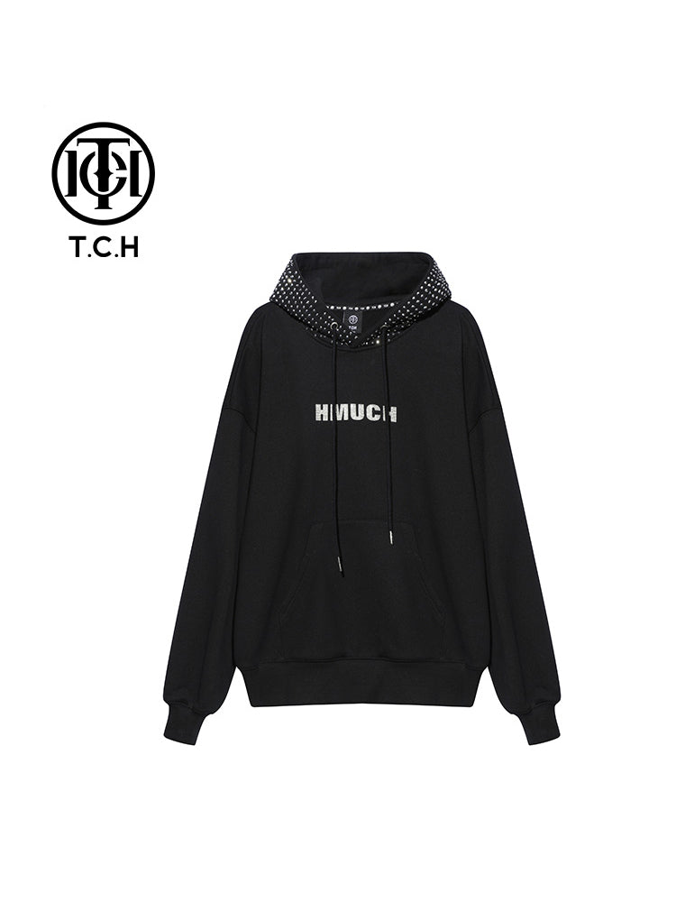 TCH Rhinestone Letter Hooded Sweatshirt
