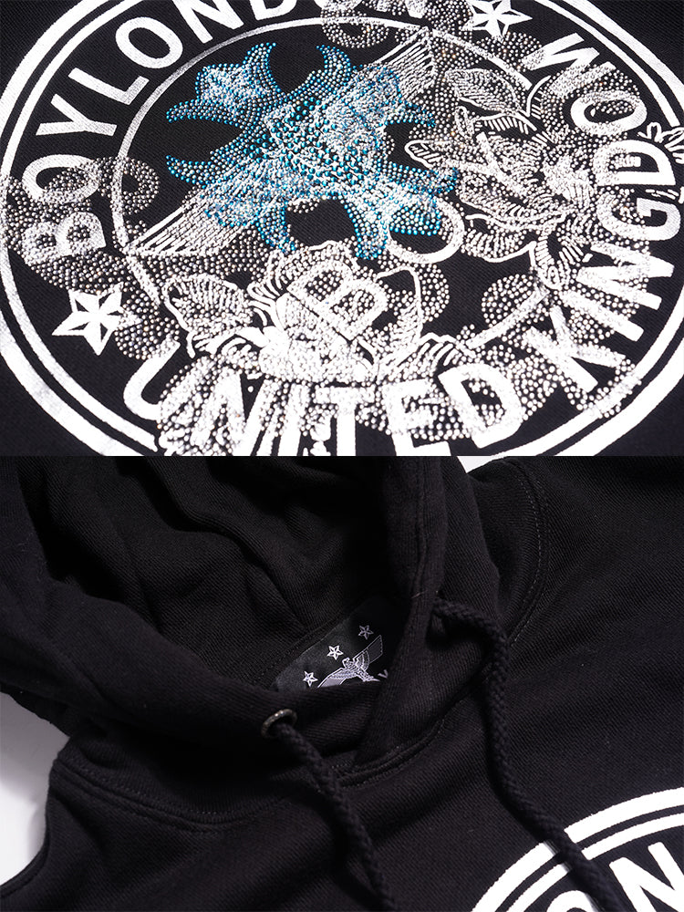 TCH Causal Rhinestone Eagle Black Hoodie