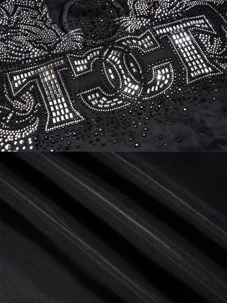 TCH Rhinestone Graphic Fur-Lined Puffer Jacket