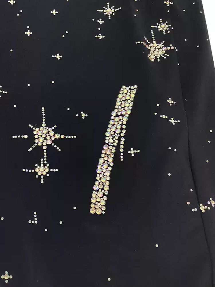 TCH Graphic Crystal-Embellished Wide Leg Pants with Pockets