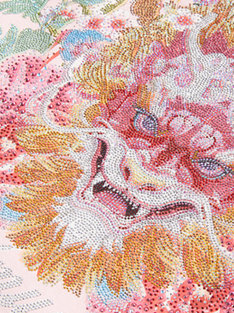 TCH Rhinestone Graphic Print Satin Luxury Mini Dress