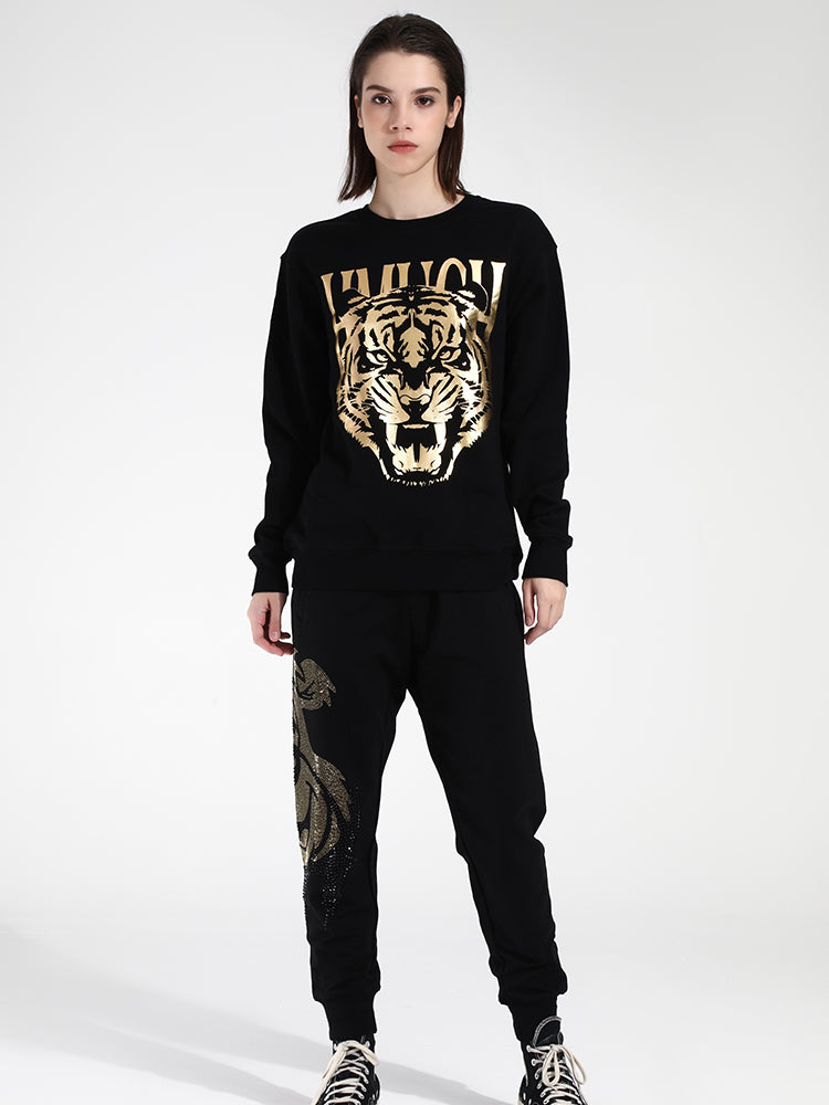 TCH Women's Gold Leopard Long Sleeve Sweatshirt