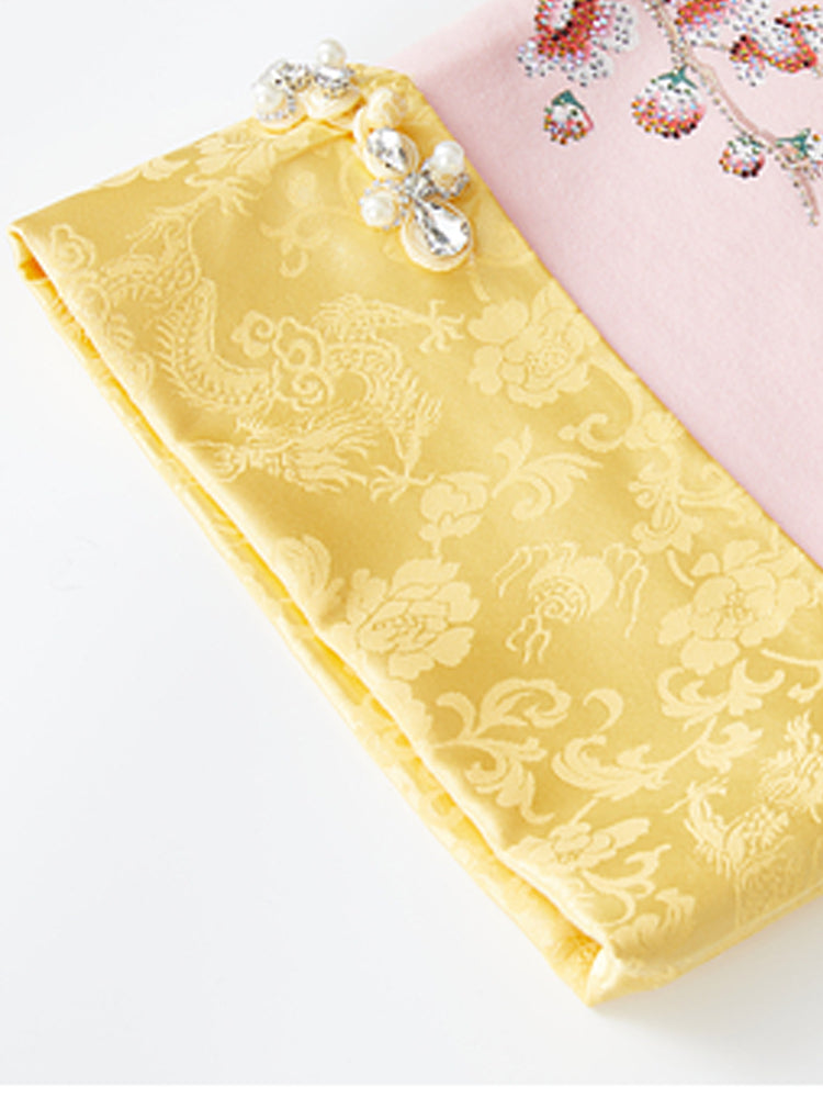 TCH Rhinestone Graphic Print Satin Luxury Mini Dress