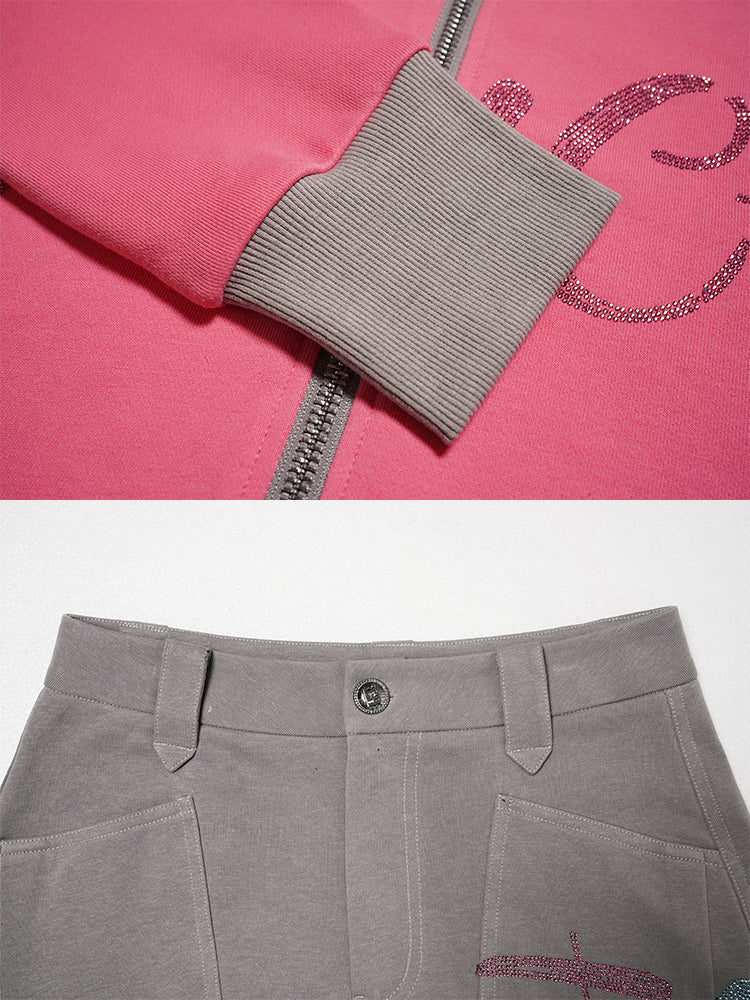 TCH Rhinestone Logo 2 Piece Outfit Tracksuits