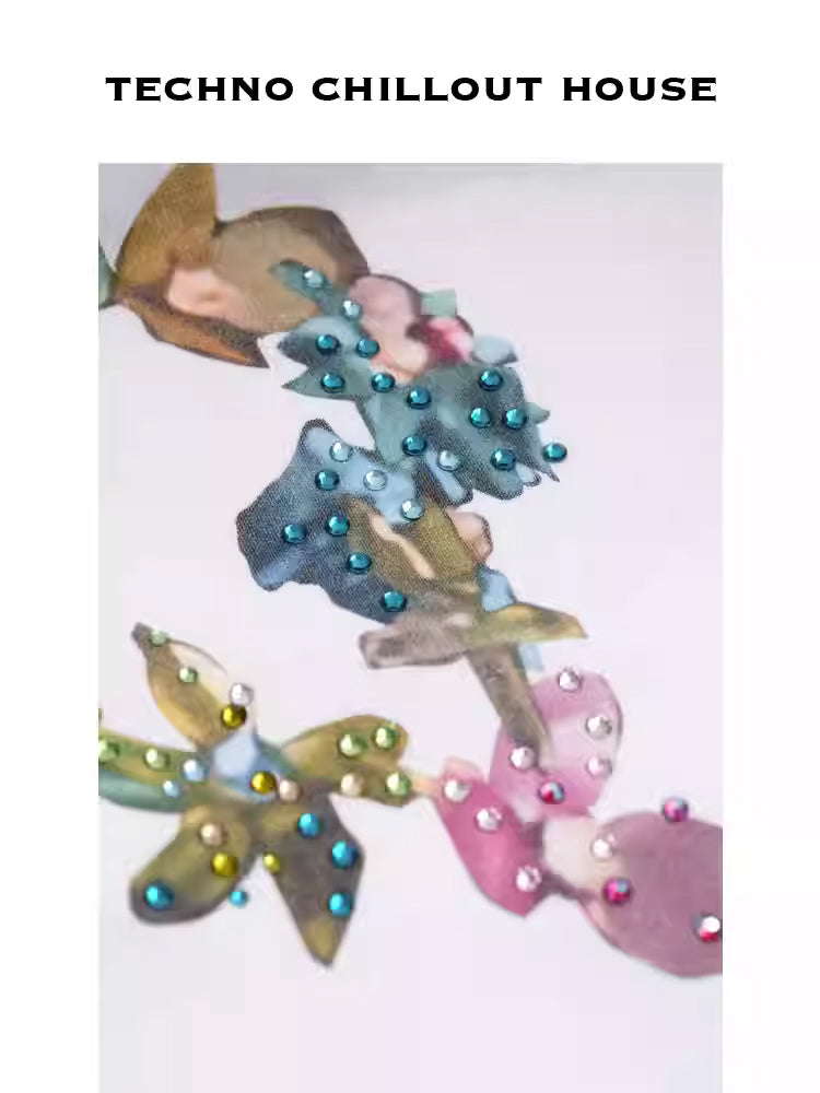 TCH Rhinestone Teddy Bear Flower Oversized T-Shirt